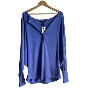 Cute flawed BCBGMaxAzria Periwinkle Blue Silk Cotton One Size Relaxed Pullover